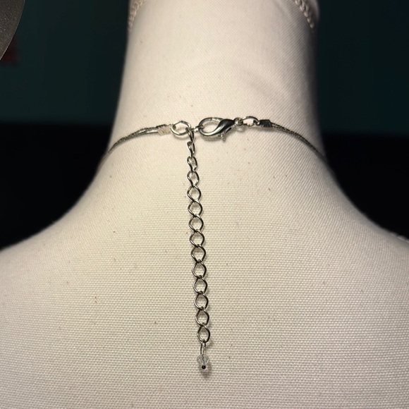 Silver and Cream Layered Necklace with Disc Charms - Picture 4 of 4